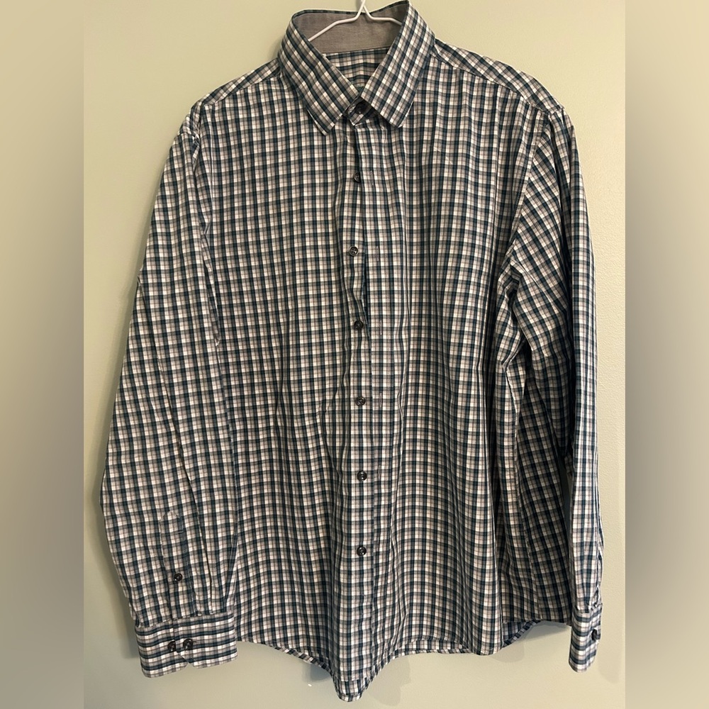 Tasso Elba Navy/Teal Plaid Shirt